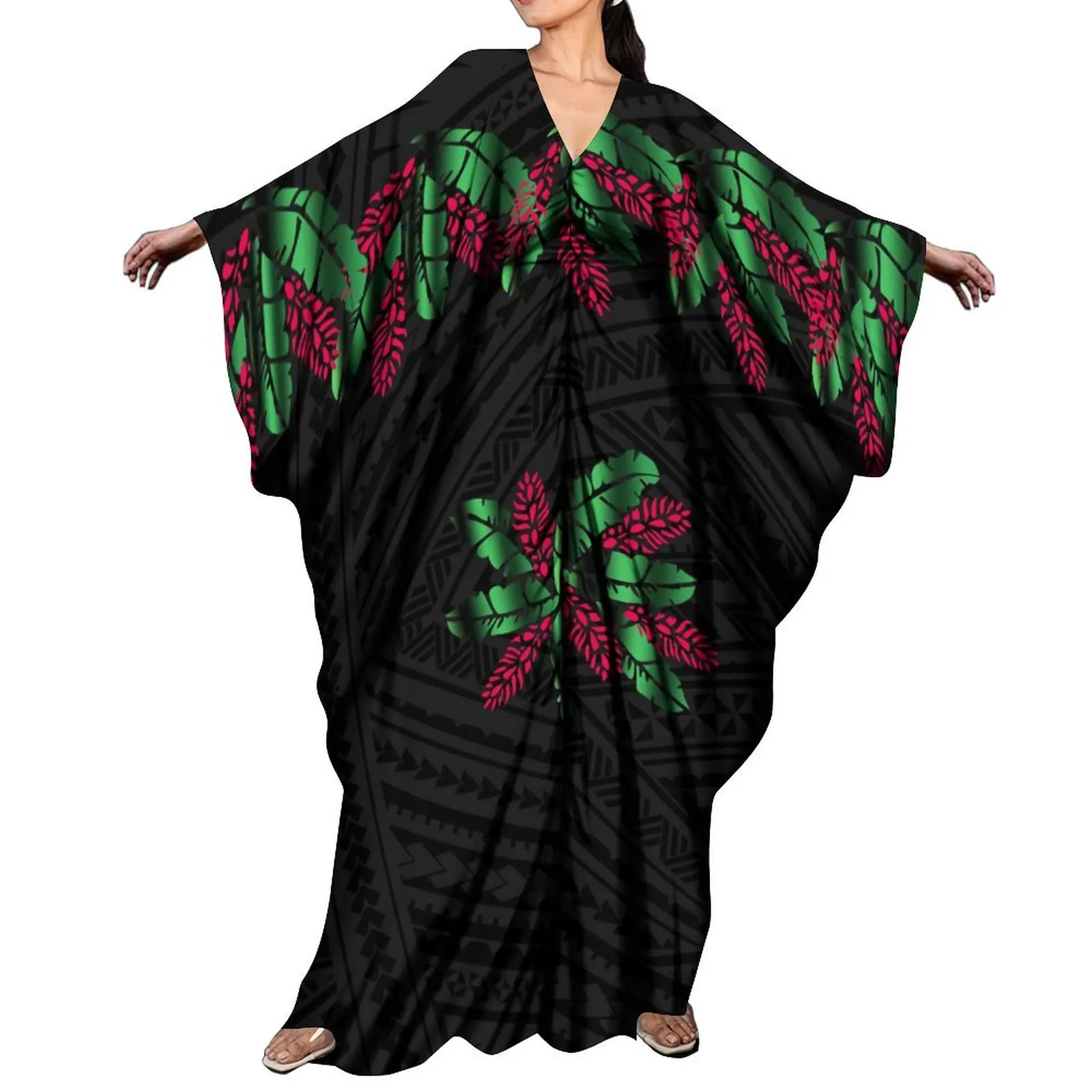 Nowy projekt polinezyjski z nadrukiem w stylu Tribal dużych ludzi poncza sukienka w stylu Vintage etniczne sukienki Kaftan Plus Size kobiety na co