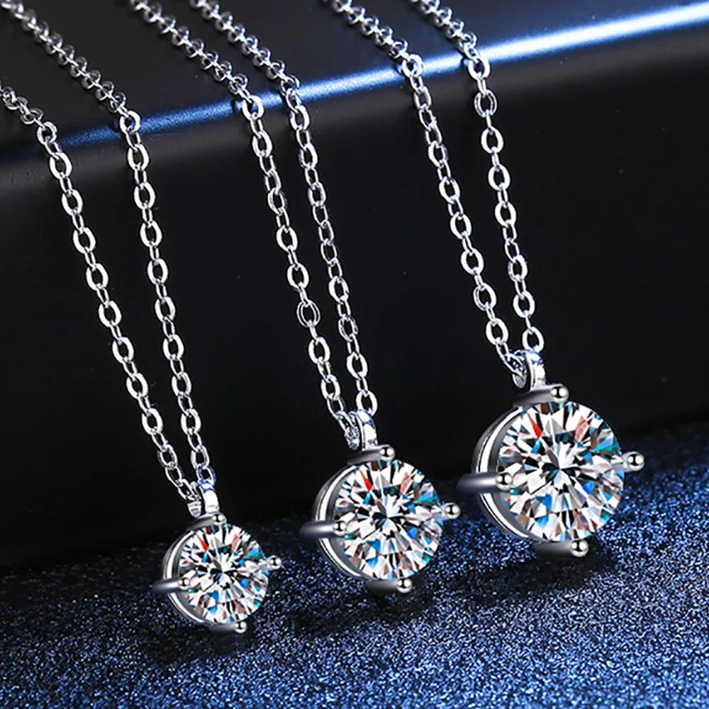 D Color 1ct/2ct Carat Moissanite Pendant Necklace S925 Sterling Silver Neck Chain Plate Pt950 Jewelry Four Claw Wholesale