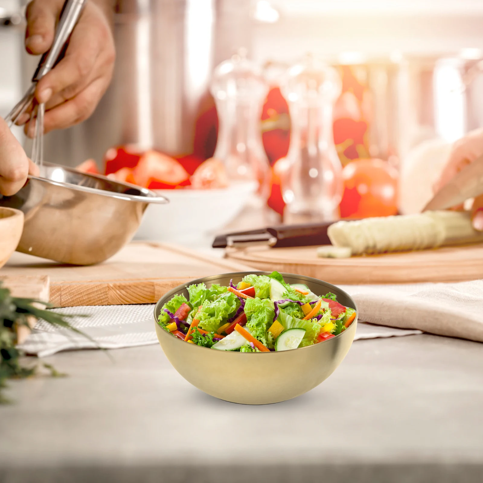 

Stainless Steel Bowl 20cm Easy Clean Kitchen Tableware Soup Noodles Food Serving Bowl Rice Pasta Household