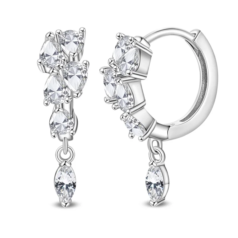 

New 925 Sterling Silver Fashion Circular Water Drop Hoop Earrings For Women Elegant Anniversary Jewelry Gifts