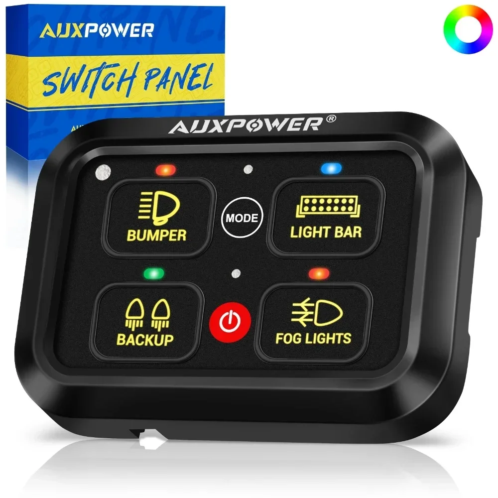 

4 Gang Switch Panel RGB Backlight Universal Lights On-Off Electronic Power Relay Control System for Cars SUV CAMPER RV MARINE