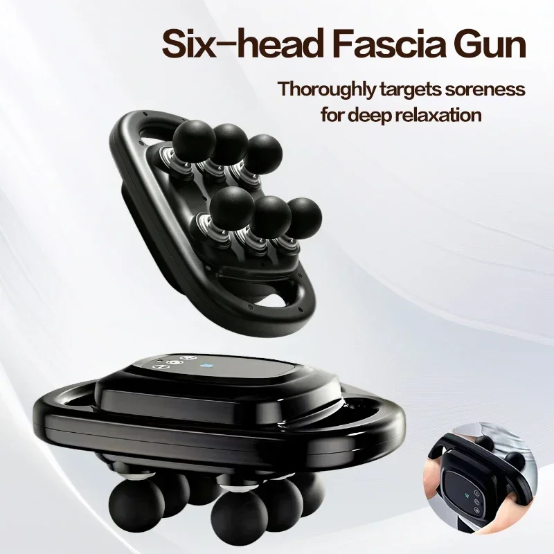6-Head Deep Tissue Massage Gun, Powerful Vibration Muscle Massager for Back, Waist, Shoulder, Leg, Fatigue Relief & Recovery