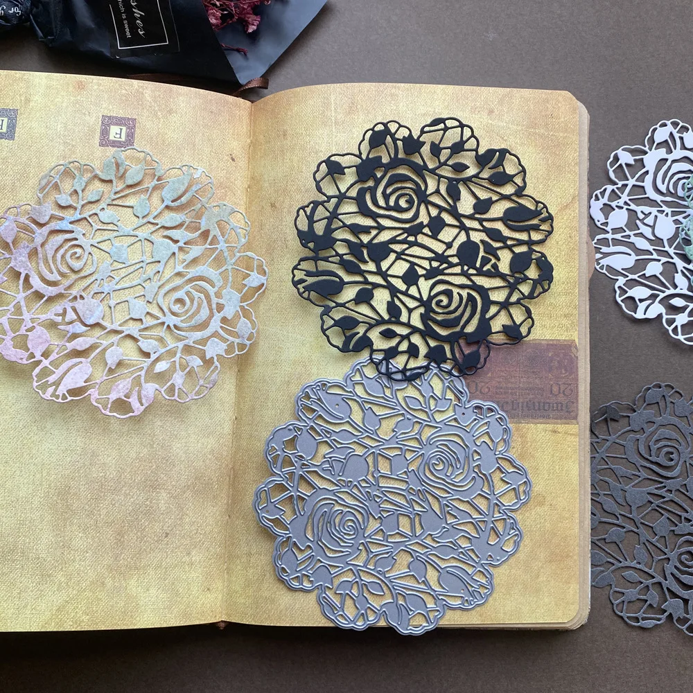 2024 New Metal Cutting Dies Round Rose Fancy Lace DIY Scrapbooking Photo Album Decorative Embossing Paper Card Crafts Cutting