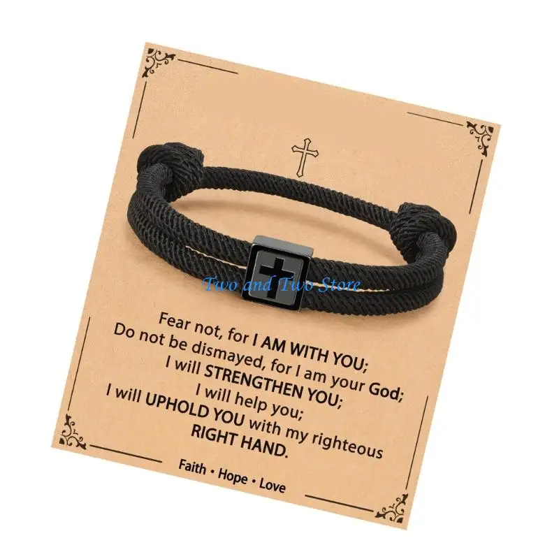 HX6F Fashionable Christian Symbol Rope Wristband Sturdy And Lightweight
