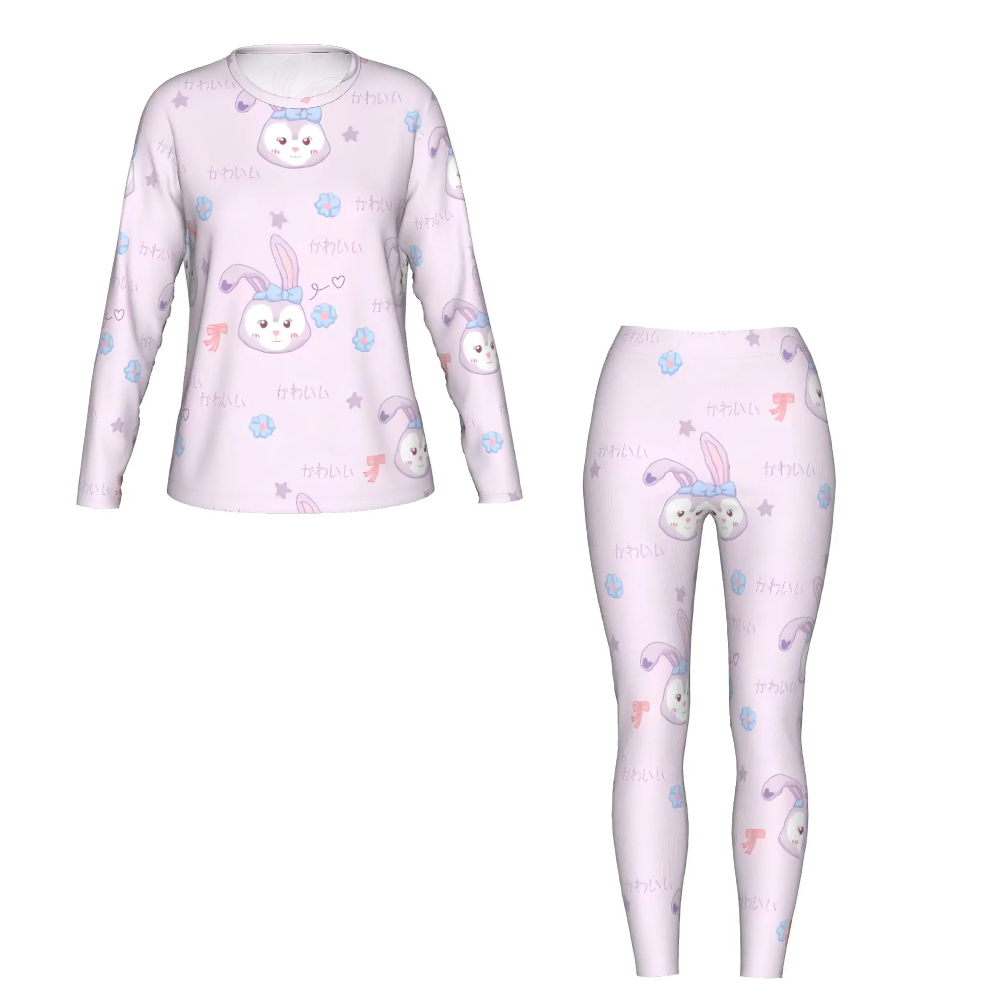 StellaLou милый принт из 2 предметов, женская футболка с длинными рукавами, леггинсы, комплект, подходящий для домашних путешествий, фитнеса и т. д.