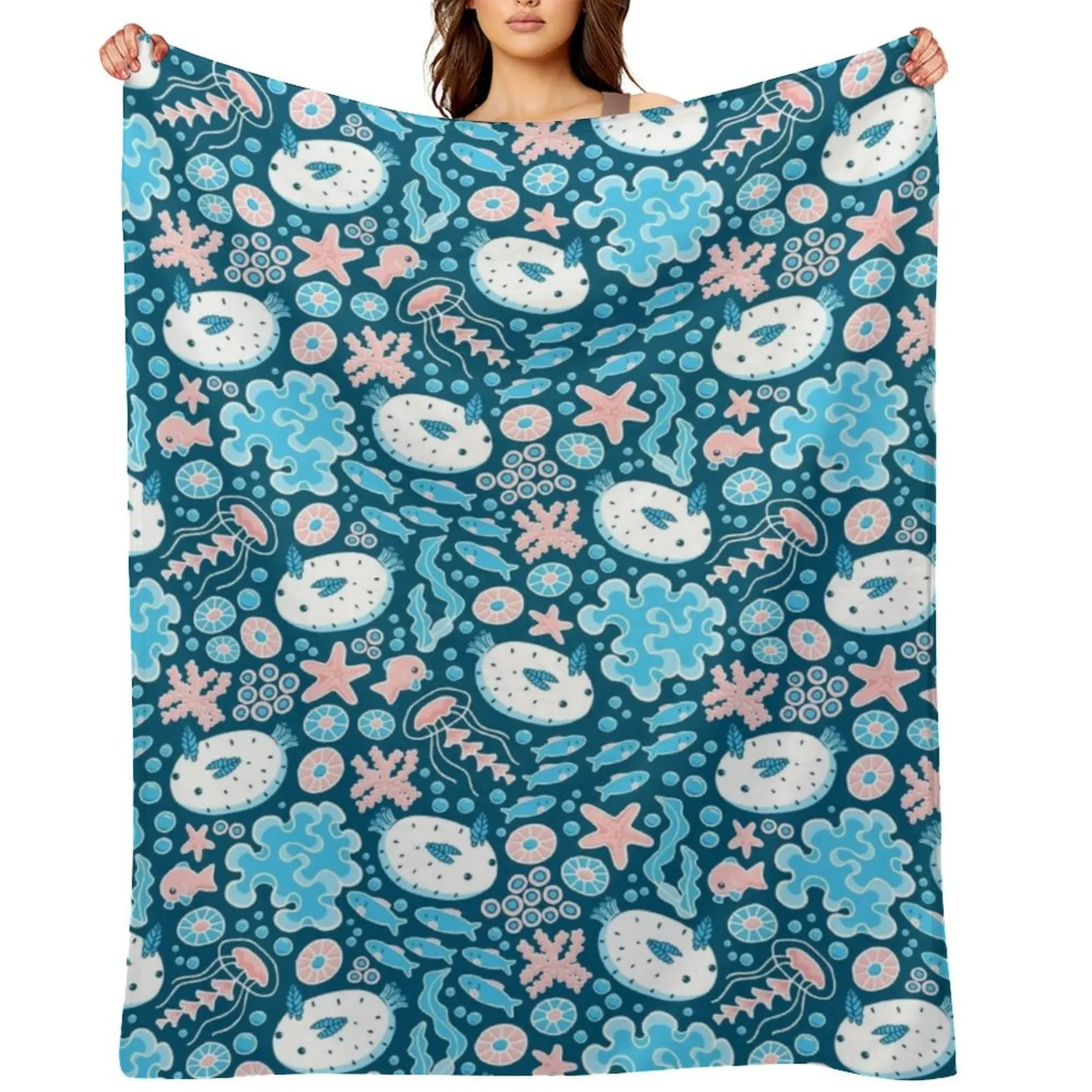 

Sea Bunnies Throw Blanket Single Winter beds Flannel Soft Blankets