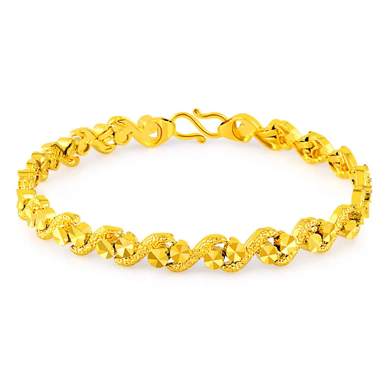 

Luxury 24K 9999 Pure Gold real gold Women's spiral grain bracelet
