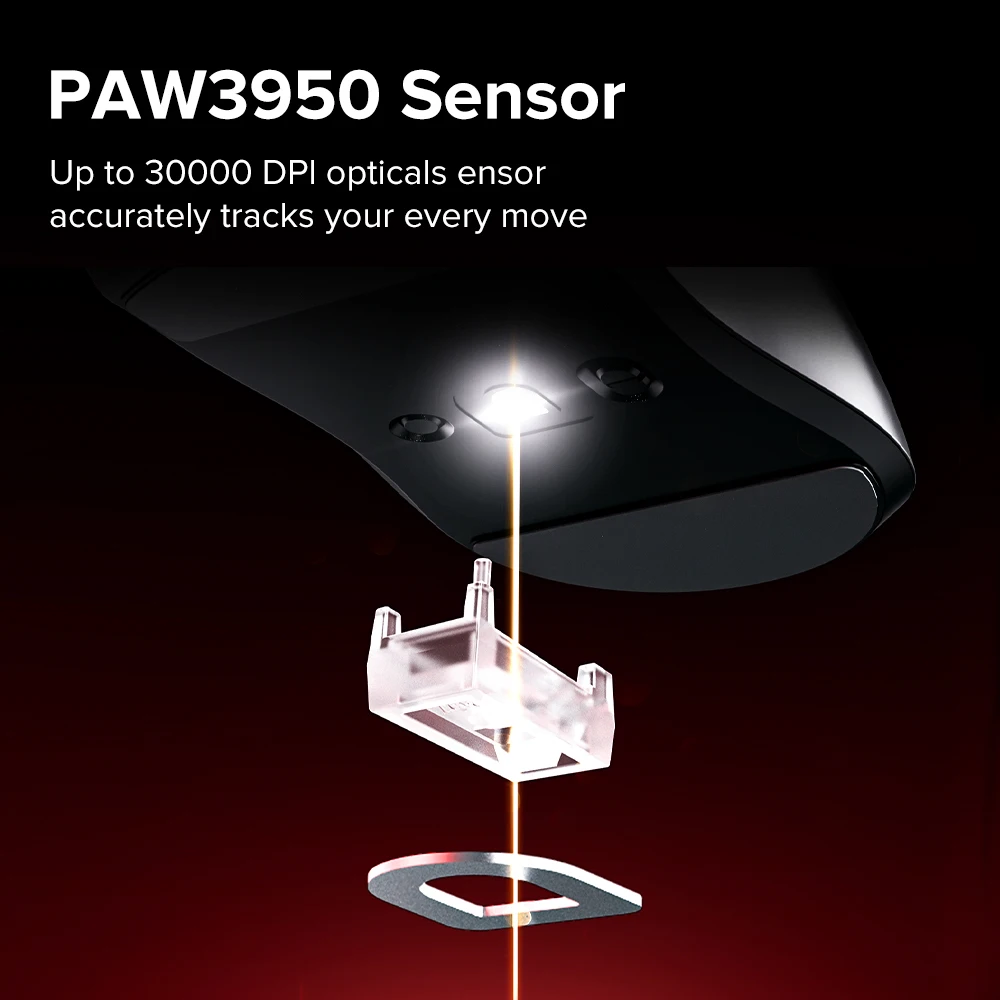 Delux M800mini Ultra 무선 게이밍 마우스, PAW3950, 30000DPI, 8KHz 폴링레이트, 46g 초경량, 소형~중형 손 게이머용