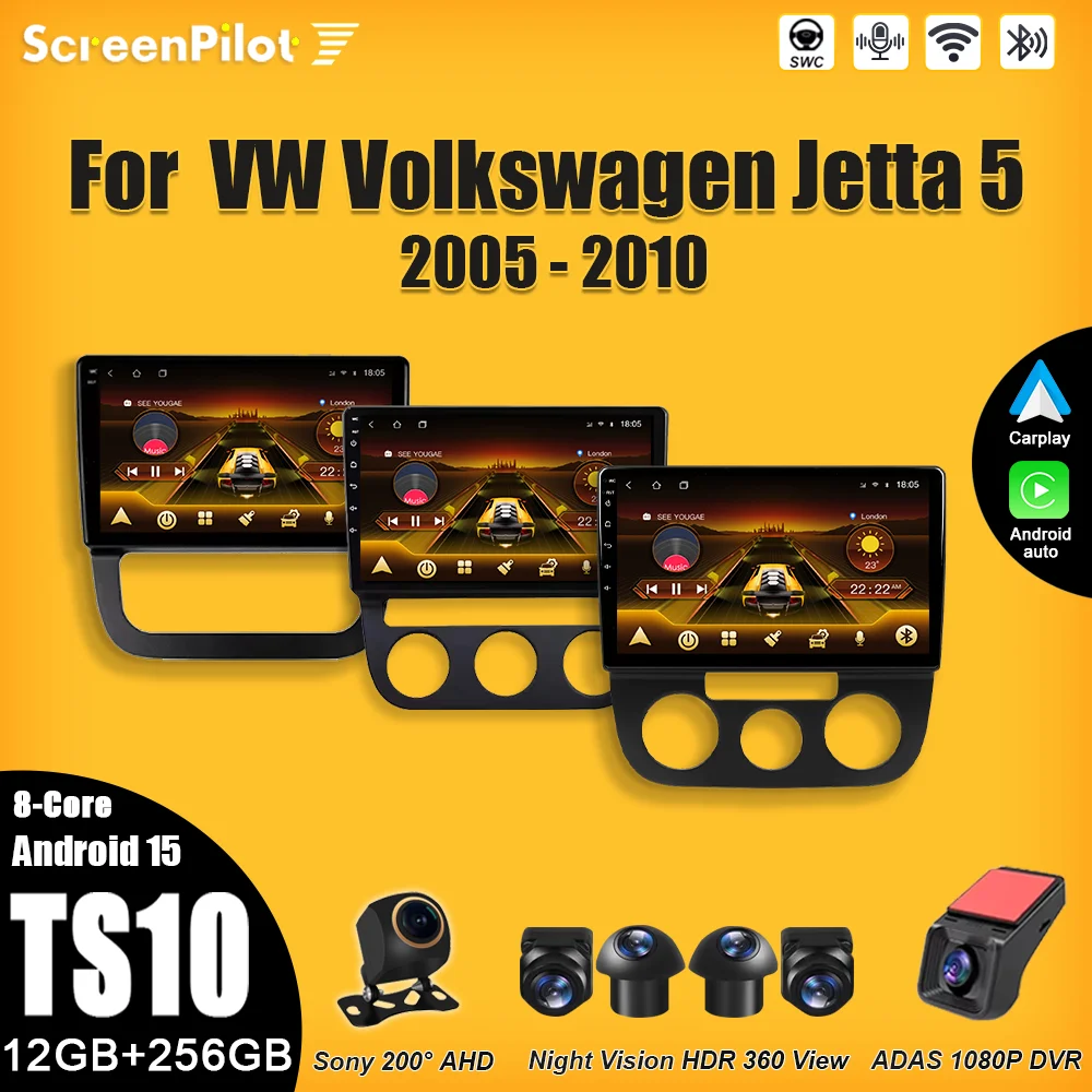 

Car Radio For VW Volkswagen Jetta 5 2005 - 2010 Multimedia Video Player 2 din Carplay Touch Screen Wifi 4G Bluetooth 8 Core RDS