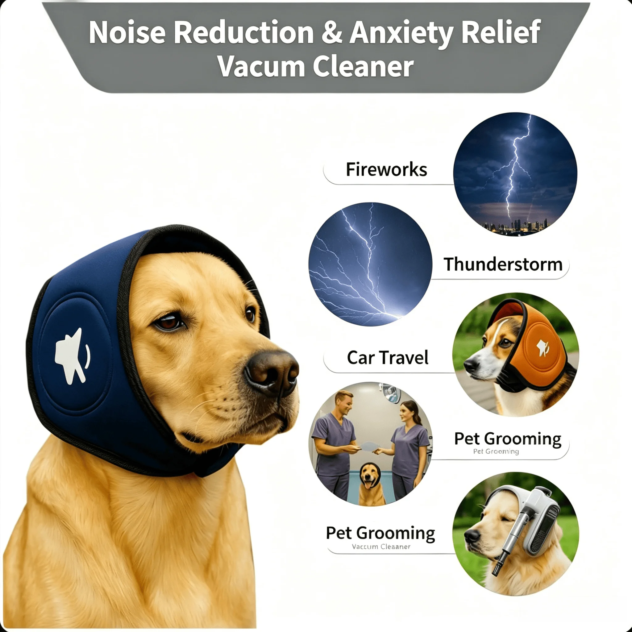 Dicke Hundeohrenschützer, Geräuschreduzierung zur Vermeidung von Schrecken, zur Beruhigung von Emotionen, Kopfbedeckung für große, mittelgroße und kleine Hunde, Haustierbedarf – Detail 3