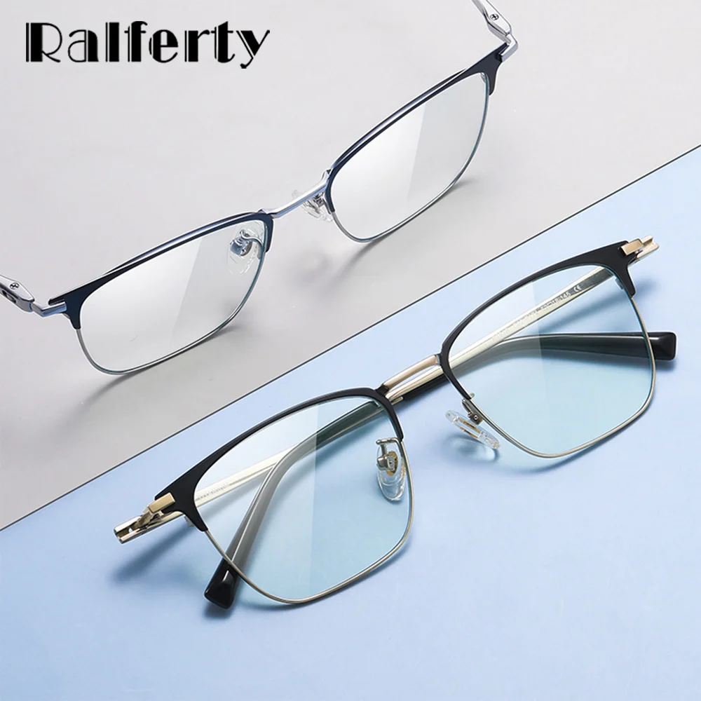 

Ralferty Titanium Men's Glasses Flexible Ultra-light Eyeglass Frames Man Square 0 Diopter NO Myopia Prescription Optical Frames