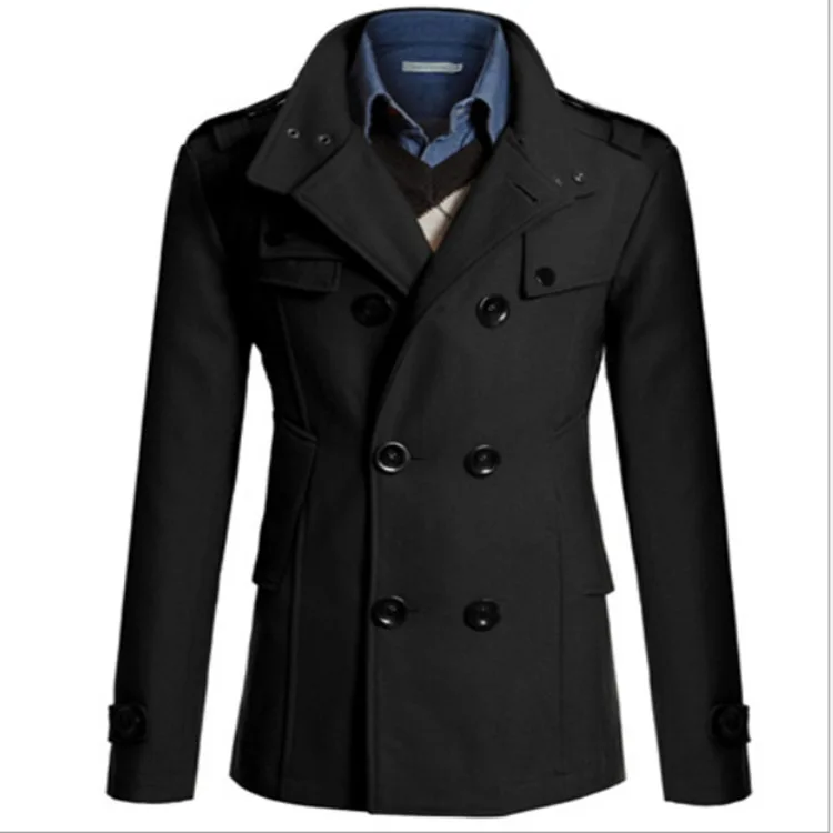 Slim Fit Men's Woolen Overcoat Casual Medium-length New Arrival Fast Selling Smooths Your Silhouette Trench Jacket