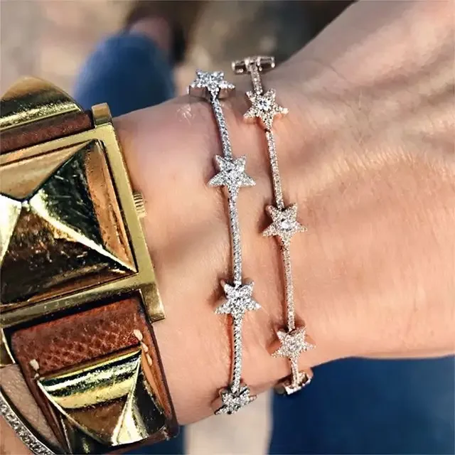 2026 New Fashion Classic Women Jewelry Geometric Micro Paved CZ Bar Star Charm Choker Necklace