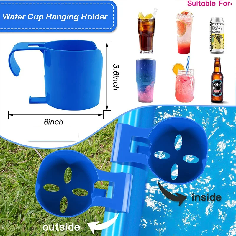 

Pool Cup Holder Swimming Pool Drinks Holder 2PCS Outdoor Container Hook Plastic Beverage Beer Water Bottle Storage Rack