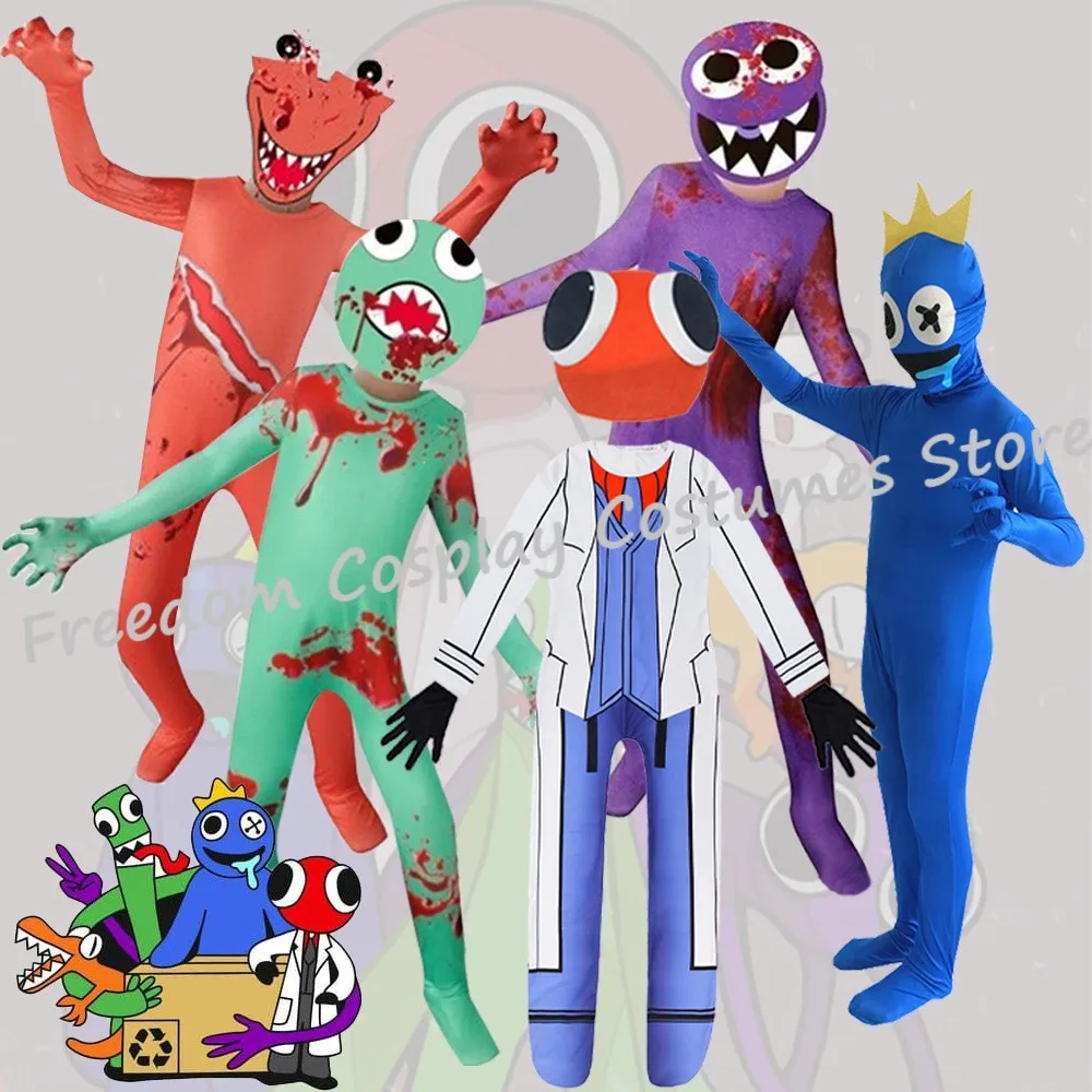 

Rainbow Friends Costume Adult Kids Boys Girl Blue Monster Wiki Cosplay Horror Game Halloween Party Jumpsuit Mask Costumes