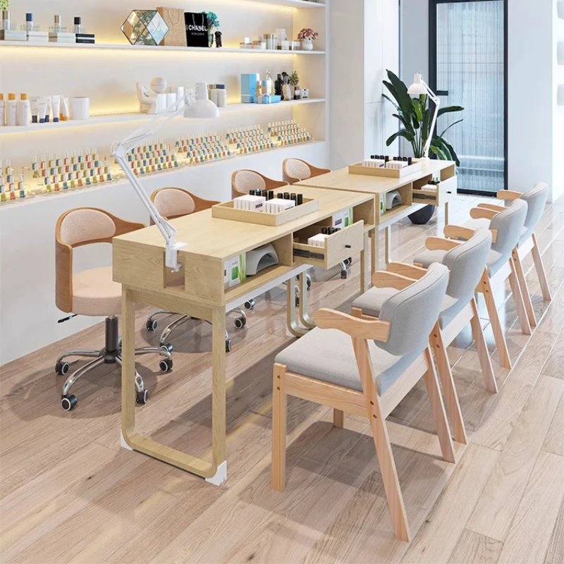 /Organizer Light Luxury Nail Desk Wooden Simple Square Aesthetic Manicure Table Cleaning Salon Nagel Tisch Nails Salon Furniture