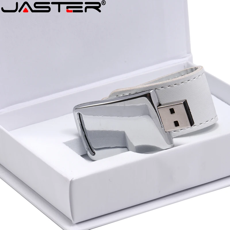 Imagem -05 - Jaster-usb Flash Drive de Couro Branco Logotipo Personalizado Gratuito Memory Stick Impressão Colorida 32gb 64gb 128gb 30 Unidades por Lote