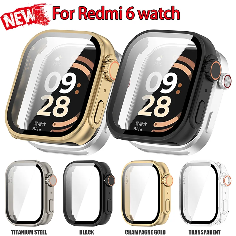 Case+Glass for Xiaomi Redmi Watch 6 Screen Protector Tempered Glass Bumper Protection Cover Protective Shell Accessories