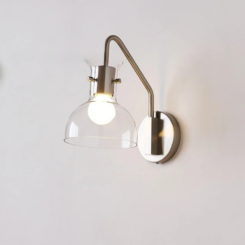 Bauhaus Creative Wrought Iron LED Wall Lamp Minimalist Clear Glass Luster Lampshade Corridor Aisle Entrance Balcony Stair Lights