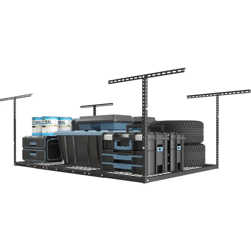 

4x6 Overhead Garage Storage Adjustable Ceiling Rack 72" Length x 48" Width x 40" Height, 450lbs Weight Capacity, Bla