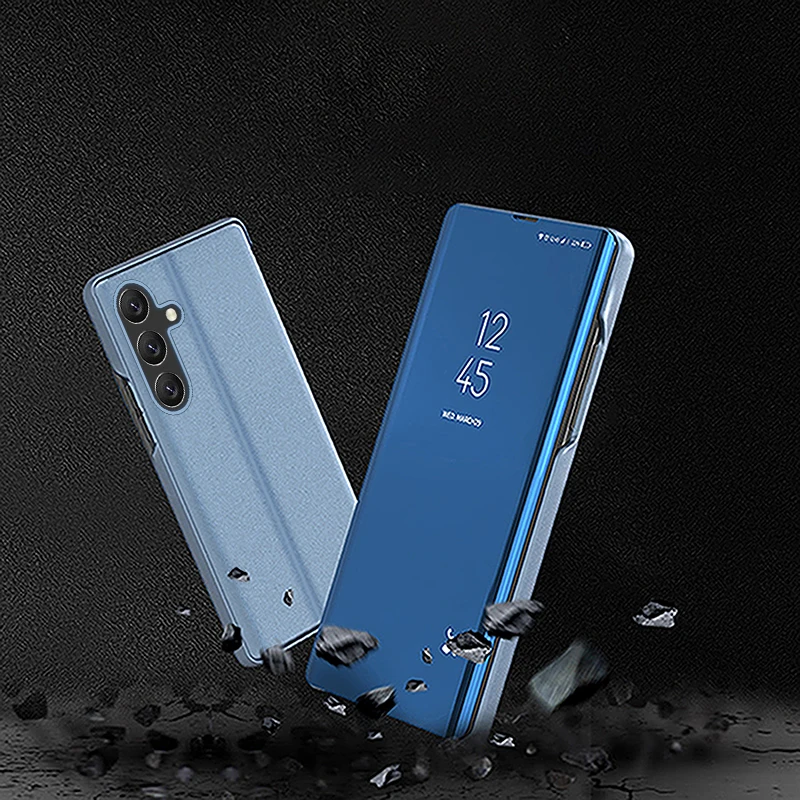 Luxury Mirror Flip Holder Cover Phone Case For Samsung Galaxy S26 S25 Edge S24 S23 S22 Ultra Plus FE Shockproof Stand Full Cover view 3