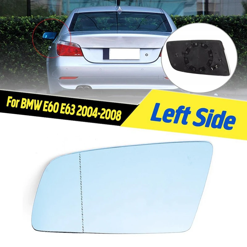 Kaca cermin samping sayap pintu dipanaskan dengan pelat dukungan untuk Bmw 5 seri E60 E61 E63 E64 2003-2010