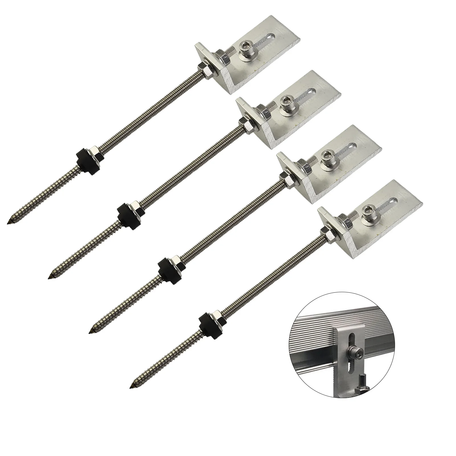 Brackets Pole Screws for sliver Screw Trapezoidal Sheet Metal +stainless Steel 200/250mm 4 Sets for aluminium Alloy