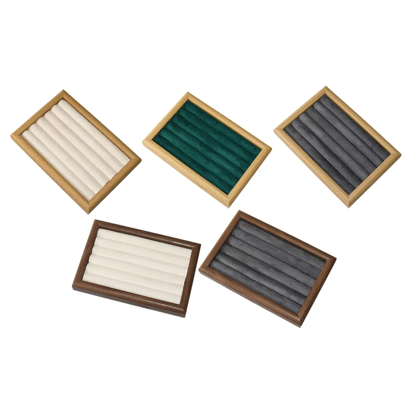 Jewelry Display Tray Organizer Wooden Rings Holder Storage Box for Women Home Bedroom Jewellery Showcase Multipurpose Use