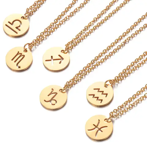 Capricorn Aquarius Pisces Aries Taures Gemini Cancer Leo Virgo Libra Scorpio Sagittarius Zodiac Necklace Friendship Gifts Bff