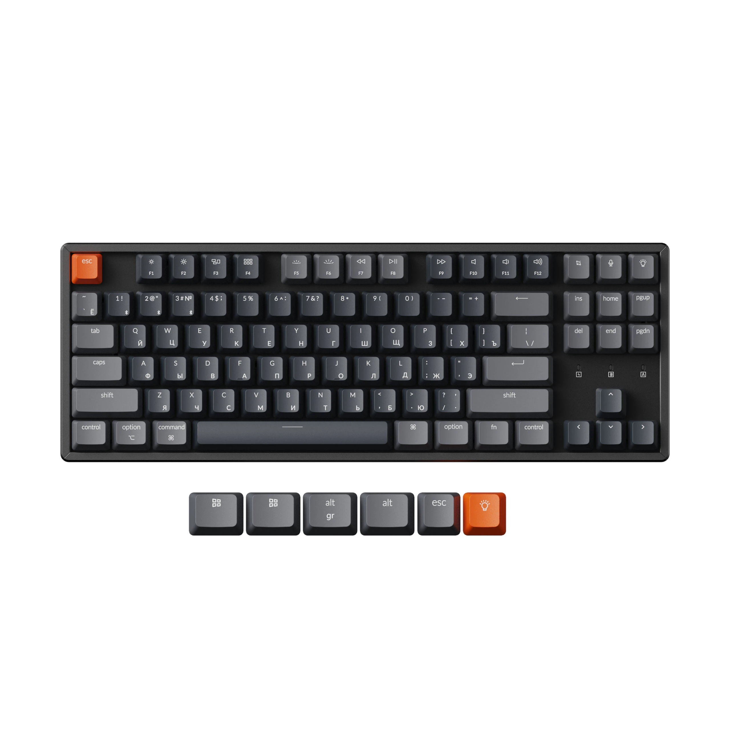 Keychron K8 Wireless Bluetooth Mechanical Keyboard Russian Layout Gateron Hot-Swappable Switch RGB Backlight Aluminum Frame