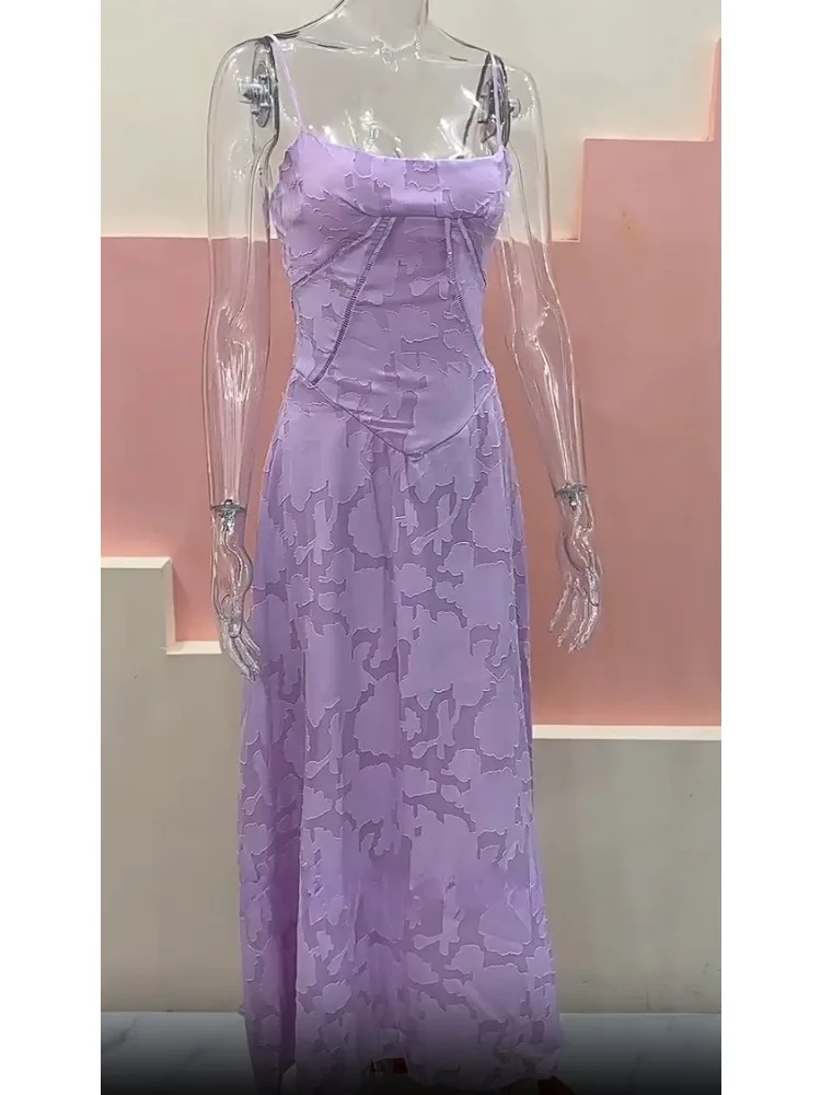 Picture 7: Sexy Spaghetti Straps Sleeveless Slim Backless Formal Evening Dress Purple