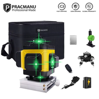 Pracmanu 16 Lines 4D Laser Level Horizontal & Vertical Cross Line Green Beam 360° Self-Leveling Laser Level with Remote Control