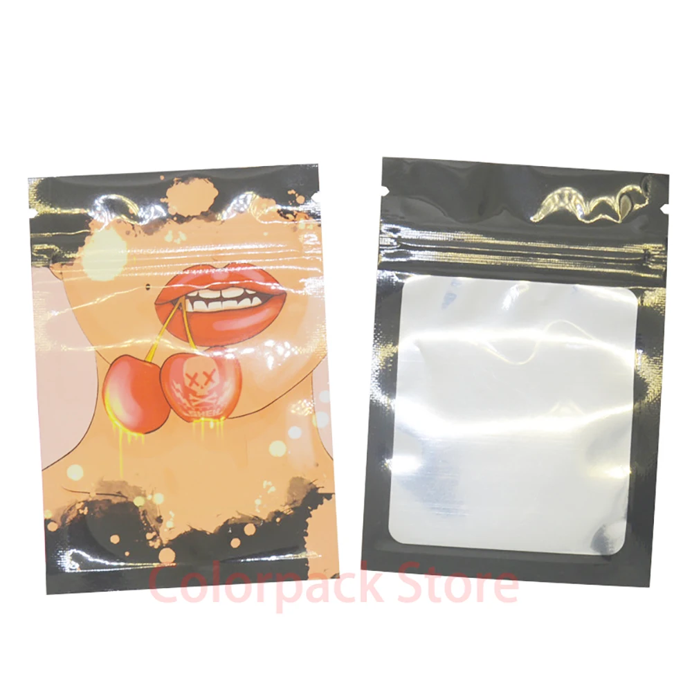 

100pcs Pattern Waterproof Storage Mylar Bags With Window 7x10 CM Ziplock Bags Eco-Friendly Candy Plastic Packing Pouches