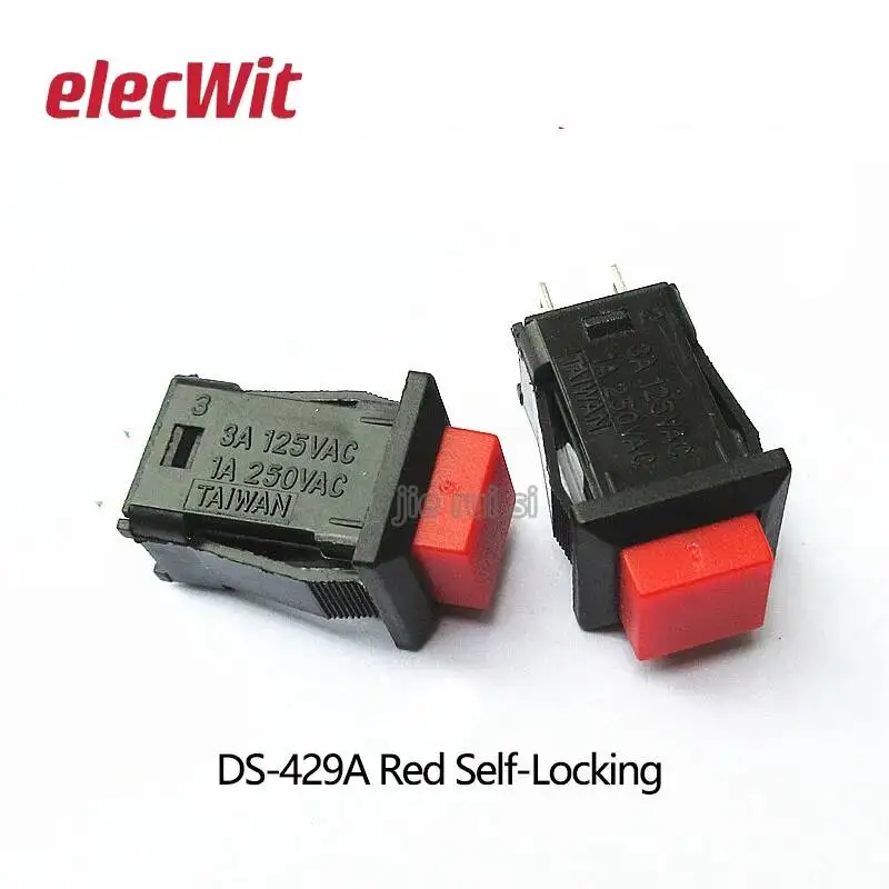 DS-429 14mm chwilowy kwadratowy przycisk przełącznik 1A/250VAC 3A 125V DS429B czerwony Reset/bez blokady — zdjęcie 3