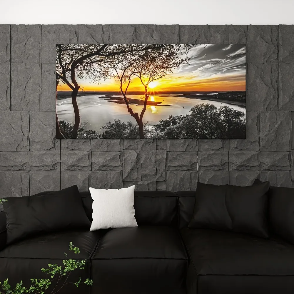 فن المناظر الطبيعية لغروب الشمس - مشهد غابة عالي الجودة، بسمك 1.5 بوصة، مناسب للديكور الداخلي