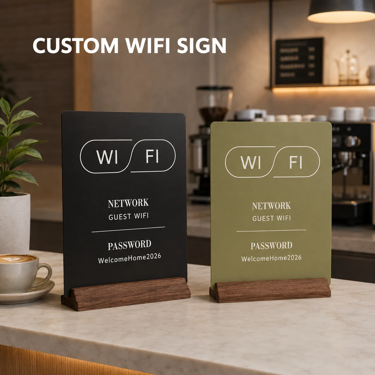 Airbnb Smart Home - 맞춤형 와이파이 간판, 모던한 독립형 아크릴
