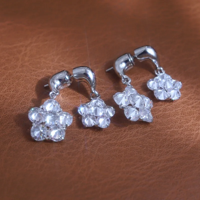 Korea's new fashion jewelry 14K gold plated luxury zircon stars with earrings in front back elegant women's party accessories