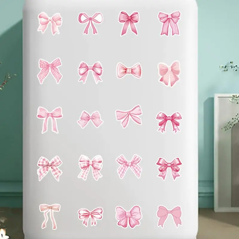 100 STKS Roze Strik Stickers Esthetische Graffiti Decoratie Coquette Strikken Sticker Plakboek Bagage Laptop ​   Gitaar Kinderen Meisje Speelgoed