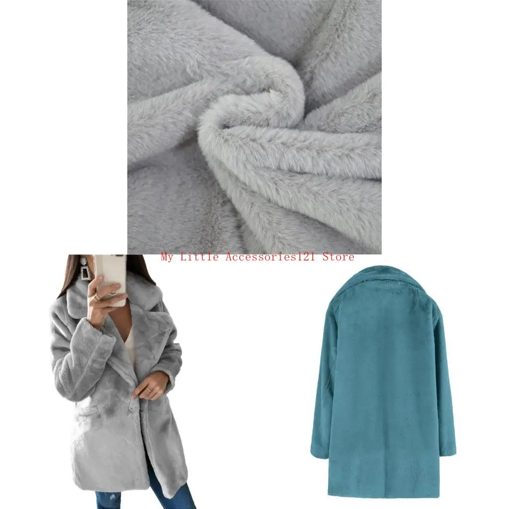 女性ファジーフリースジャケット長いオープンフロントカーディガンジャケットコート暖かい毛皮のコート