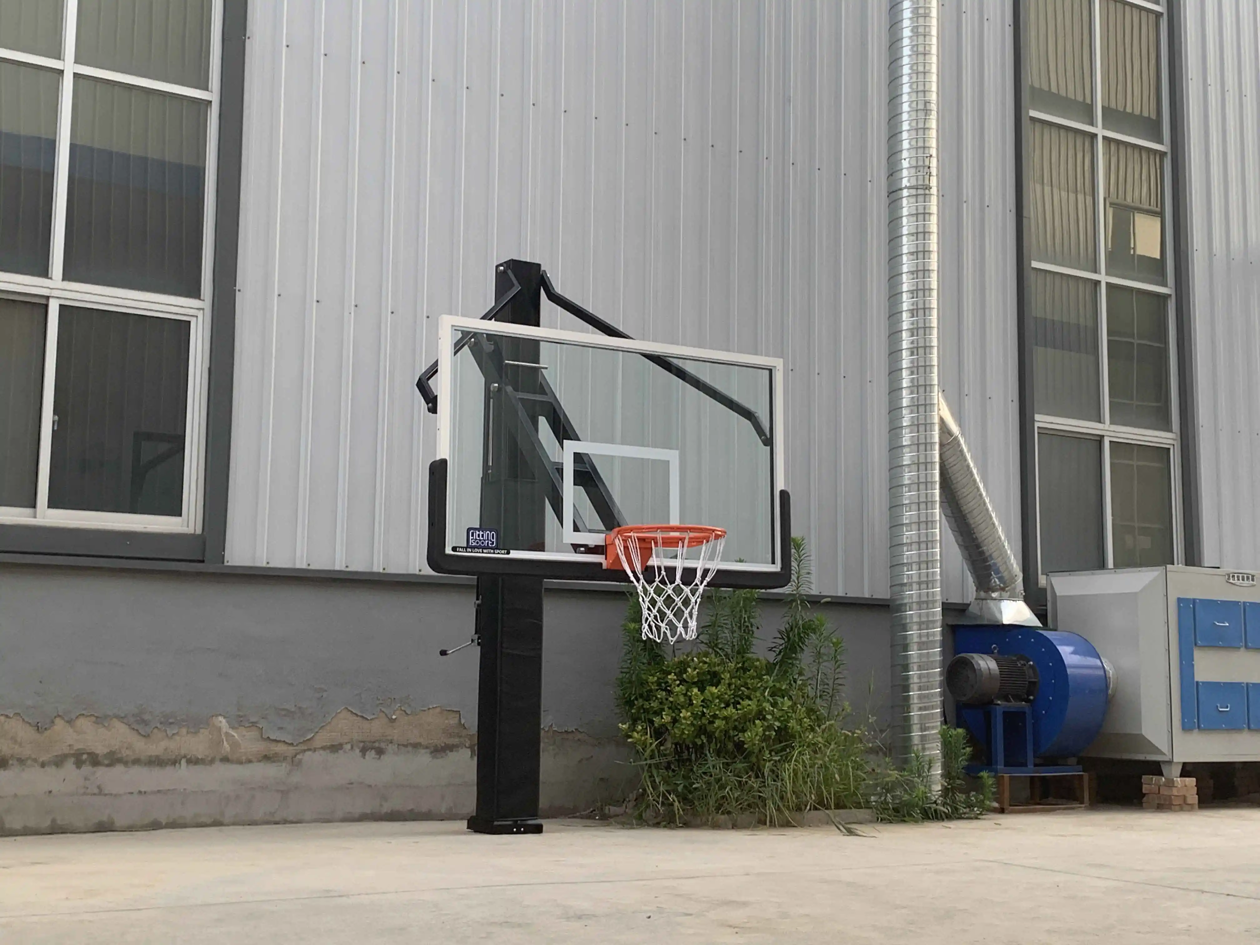 高品質フルサイズ調整可能頑丈な地下設置型バスケットボールスタンド、屋内外使用に適しています