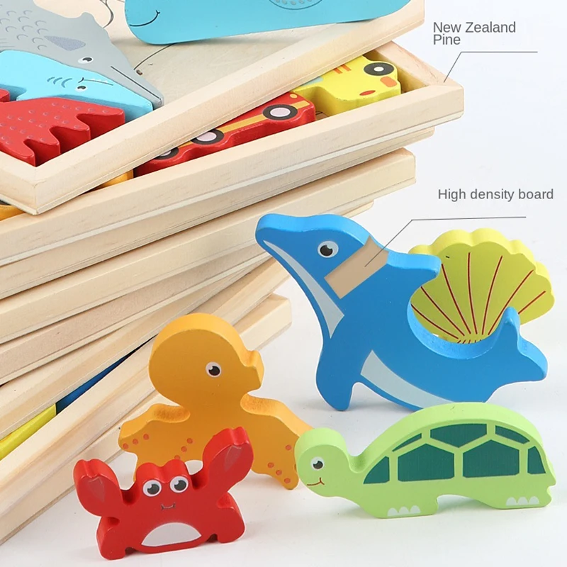 1 قطعة 16.6 سنتيمتر خشبية بازل قطع الحيوان الفاكهة والشكل مطابقة ثلاثية الأبعاد الألغاز للأطفال ألعاب تعليمية الأطفال ألعاب مونتيسوري