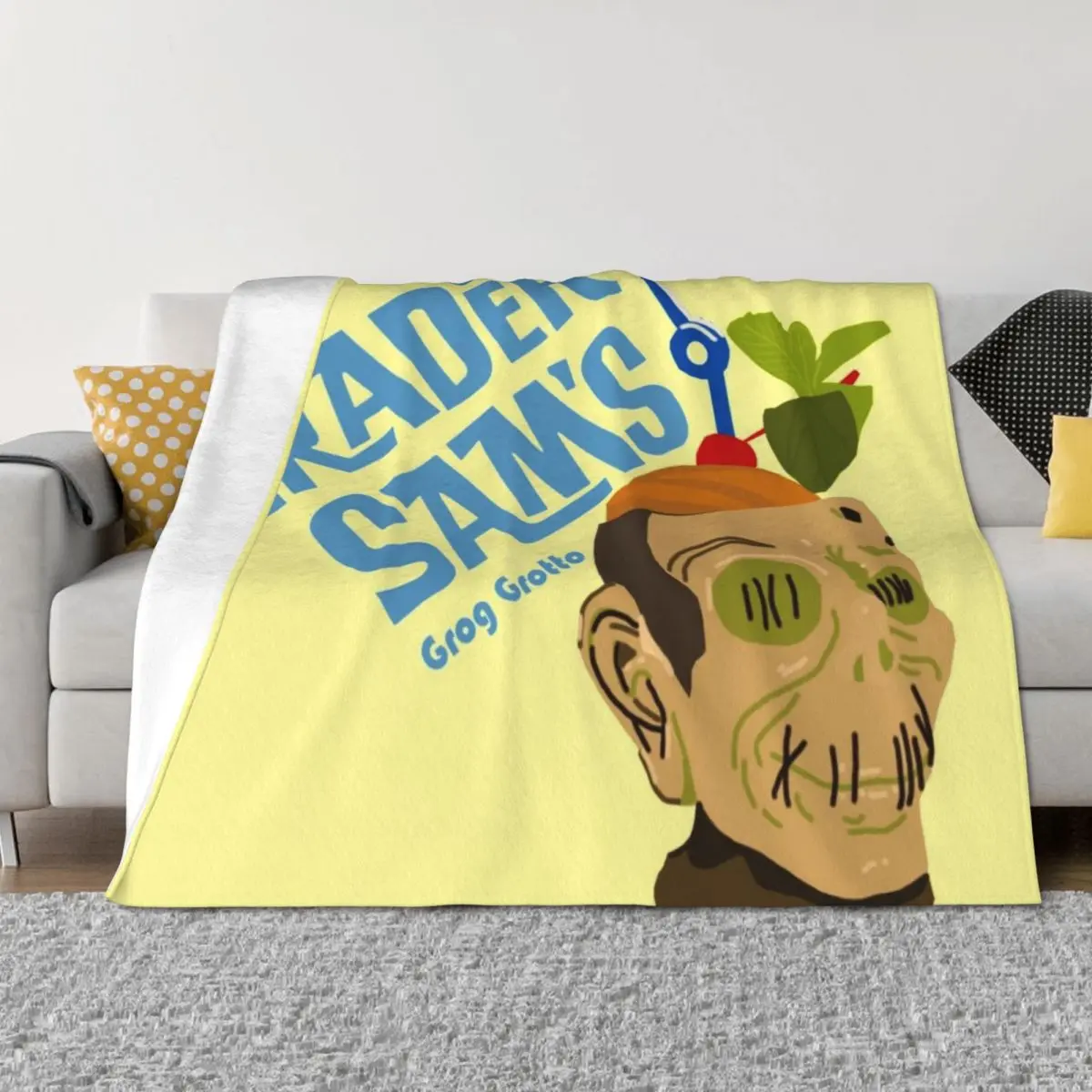 

Trader Sam's Tiki Grog Grotto Throw Blanket Furry Sleeping Bag warm winter Multi-Purpose Blankets