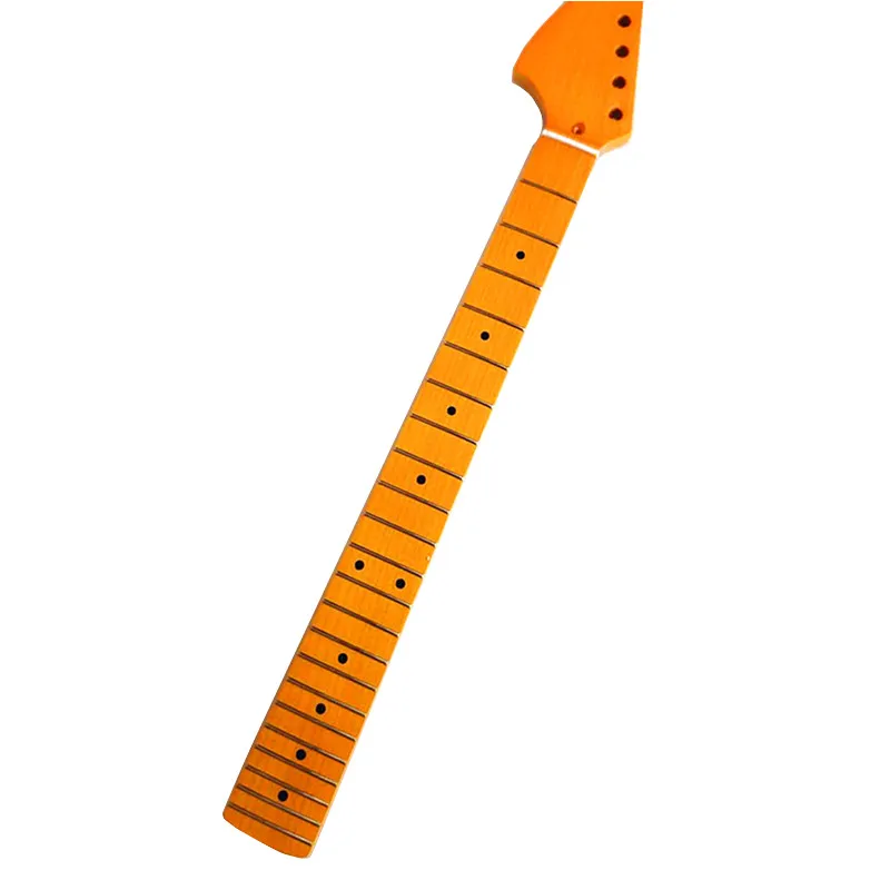 22 Frets Maple Reverse Headstock Right Hand Electric Guitar Neck Yellow Glossy Musical Instruments Accessories