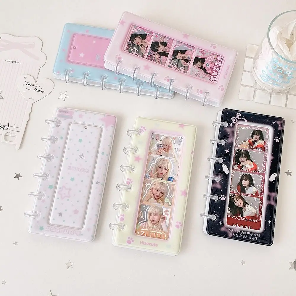 Cartoon Photo Card Holder 4-Grid Refillable Photo Storage Album Sleeve Pocket Removable Small Card Storage Book