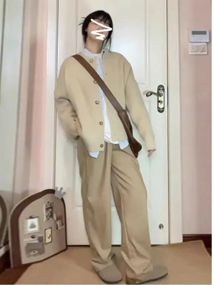 Cappotto maglione lavorato a maglia vintage coreano Sle pigro Cardigan aperto invernale da donna vestibilità ampia Top di piccole dimensioni Calore confortevole