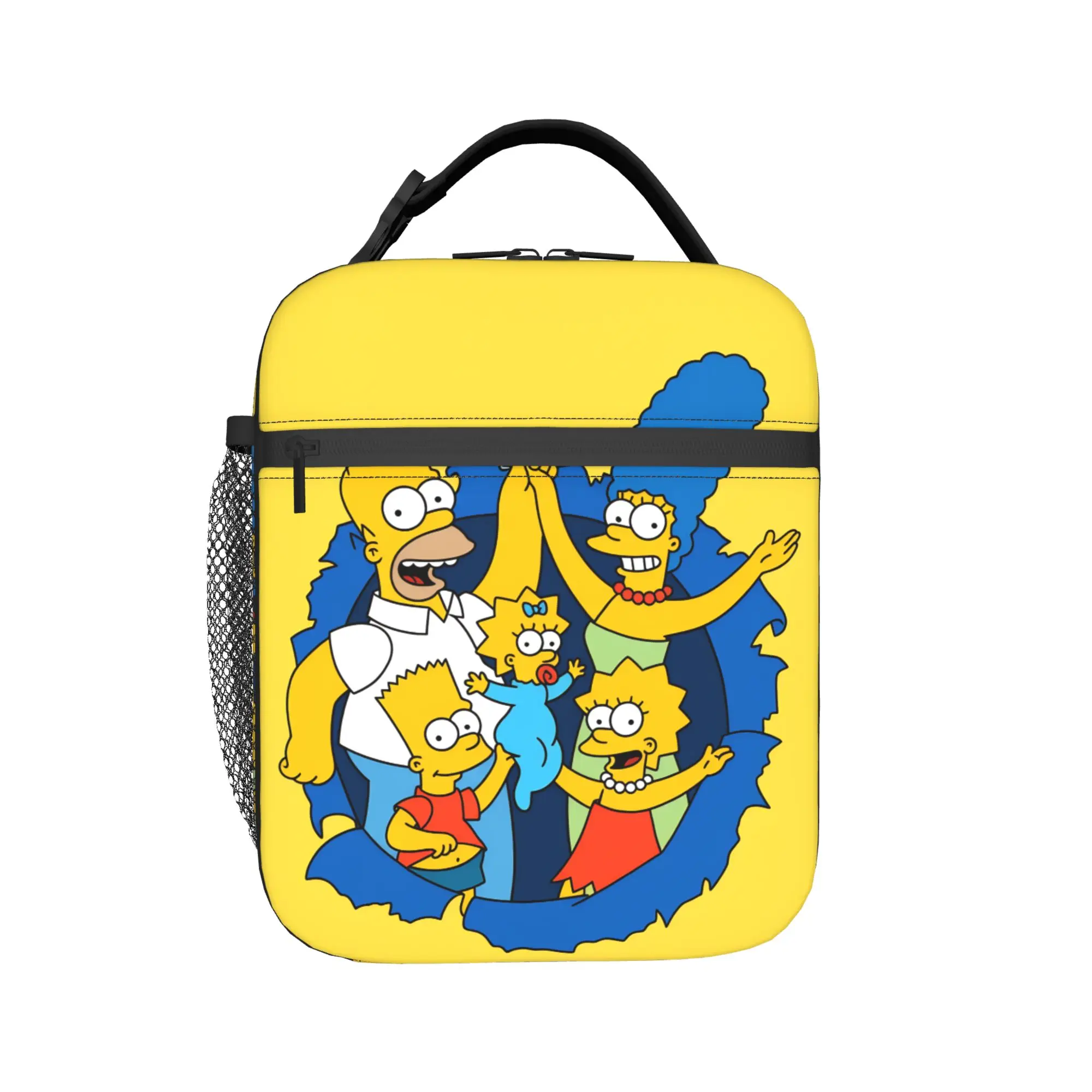 S-Simpsons Cartoon Characters Group Lunch Bag Leisure Lunch Box School Thermal Tote Handbags Child Oxford Designer Cooler Bag