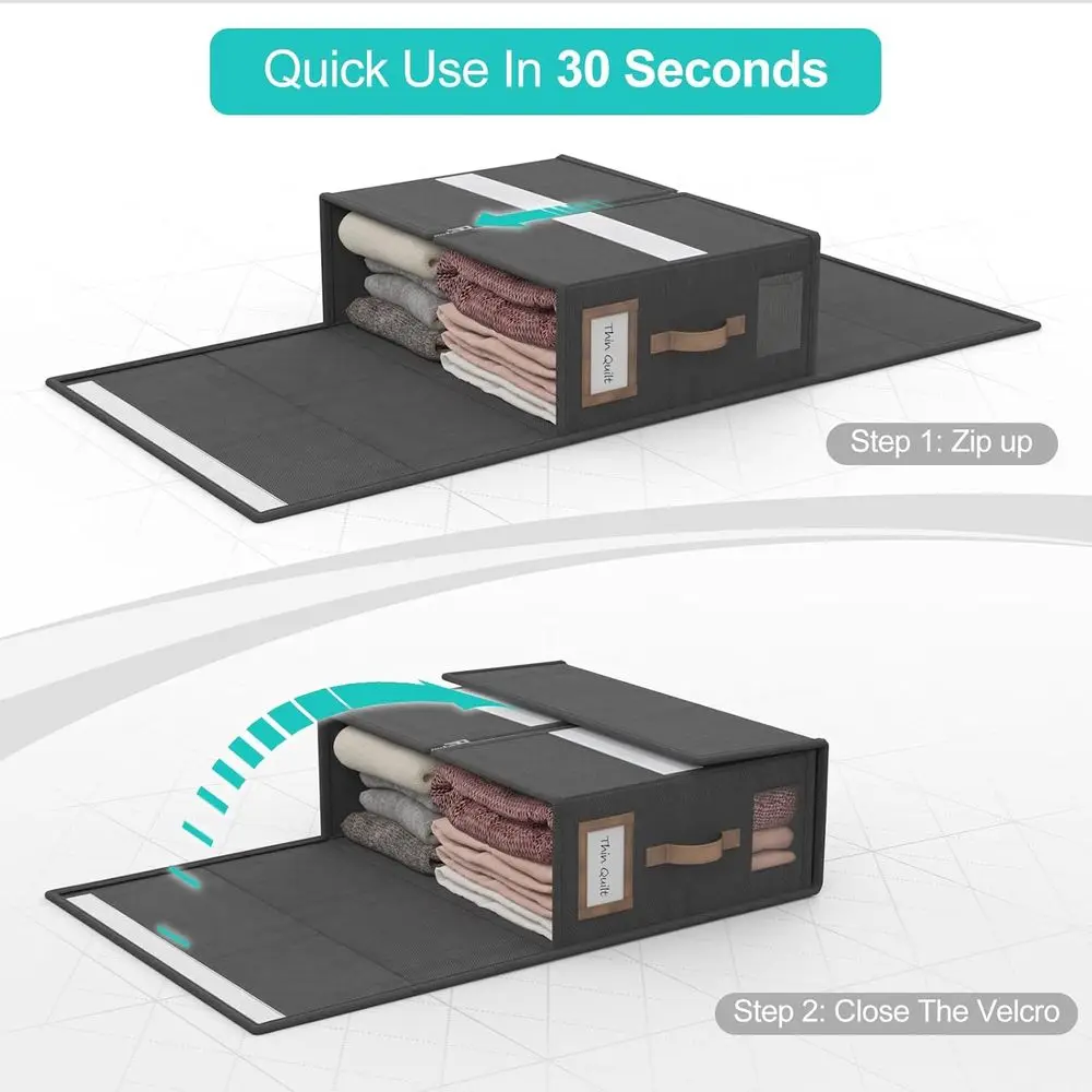 Organizer na pościel Cal King z uchwytem do przechowywania pościeli - czarny