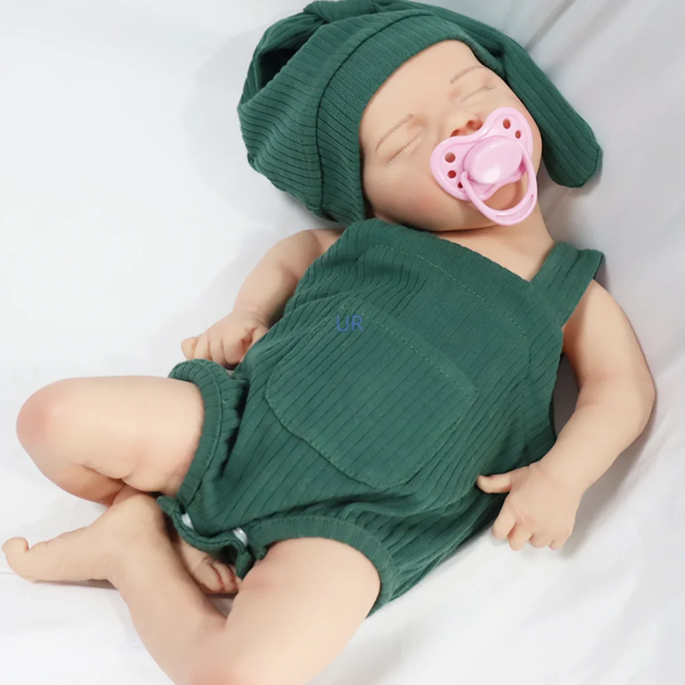 18Inch Full Body Silicone Bebe Reborn Baby Doll Handmade Diy Painted Asleep Newborn Preemy Muñeca For Christmas Halloween Gift