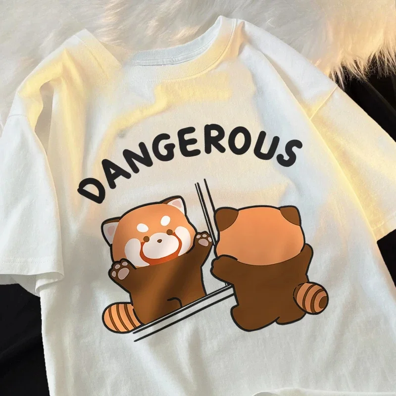 

Sister coat raccoon look in the mirror T-shirt casual breathable street hip-hop top cool oversized women's T-shirt