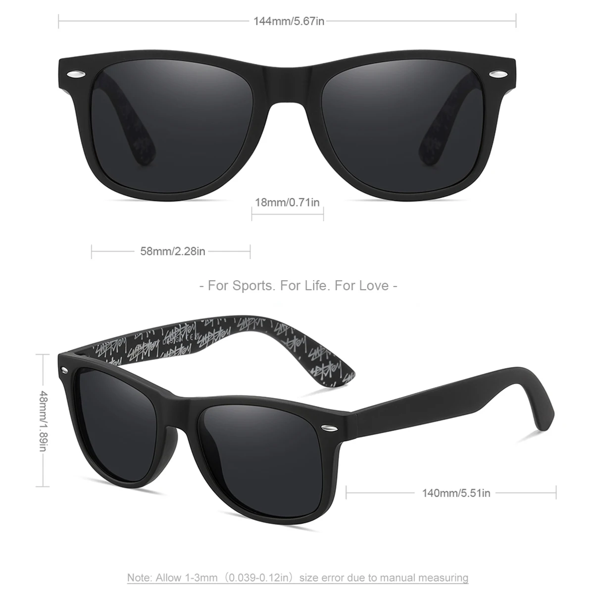 BARCUR 여성용 편광 선글라스 무광택 질감 인쇄 프레임 사이클링 사진 일상 착용 캐주얼 남성용 안경 선물